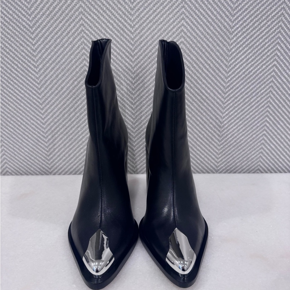 SCHUTZ Black Ankle Boots with Silver Accents